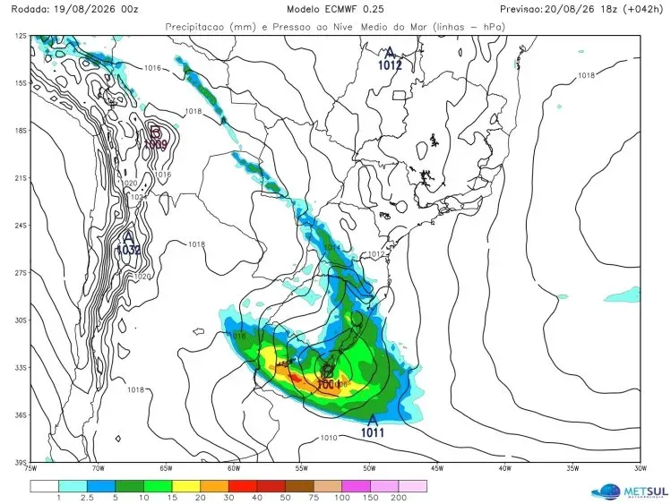Imagen de Ciclón extratropical se forma sobre Uruguay este jueves: prevén lluvias intensas, tormentas y fuertes vientos